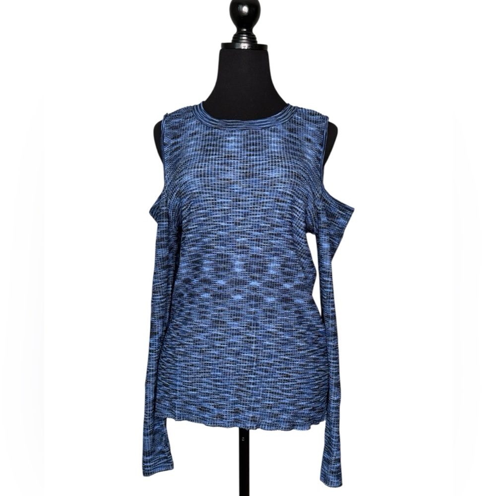 Blue and Black Textured Sweater Top